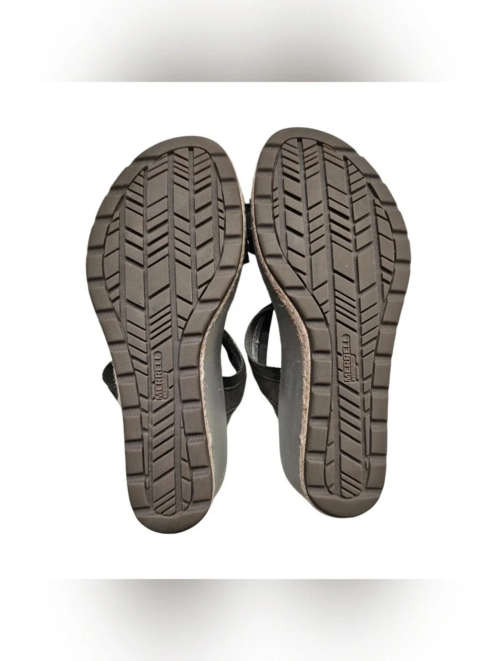Merrell Women's Wedge Slide Sandals Gray Black Slip On Comfort Straps US 8